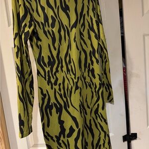 Green and Black Animal Print Dress